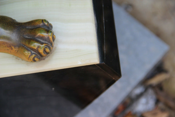 Huge ART DECO 1930 French MARBLE spelter bronze panther statue sculpture