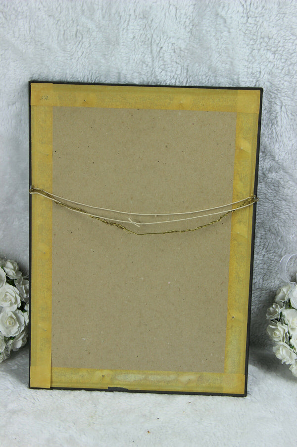 Antique 1880 religious Eglomise reversed mirror painting evangelist Mark Marcus