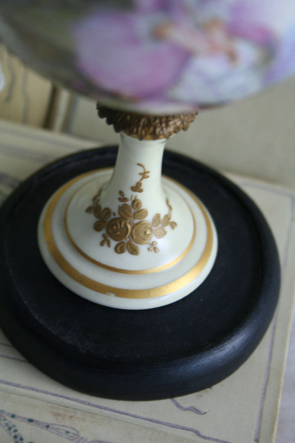 SEVRES porcelain marked Vase on wood base France 19th c romantic victorian