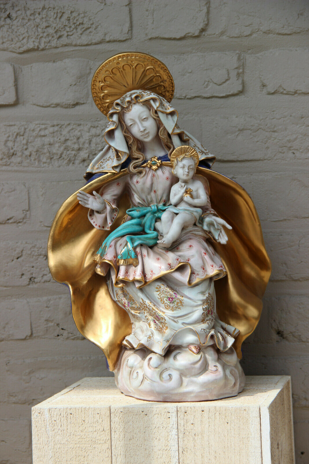 PATTARINO Italian School MAdonna child Statue terracotta religious 1950 Vintage