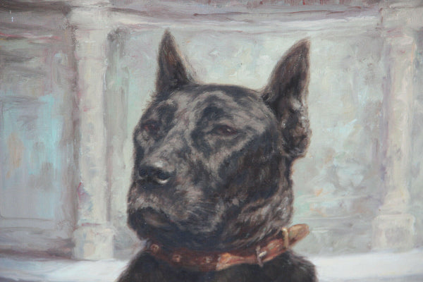 Gorgeous XXL Belgian Georges LANTHIN oil canvas danish dog painting animal