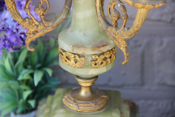 Antique French onyx and brass mantel clock set louis XVI decor candelabras