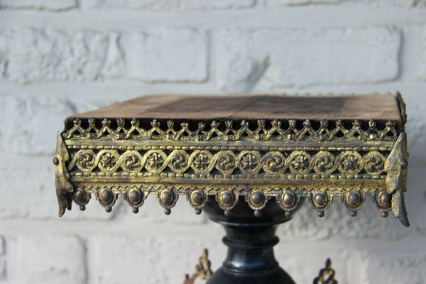 Rare Antique NAPOLEON III clock plant  Stand pedestal wood carved brass