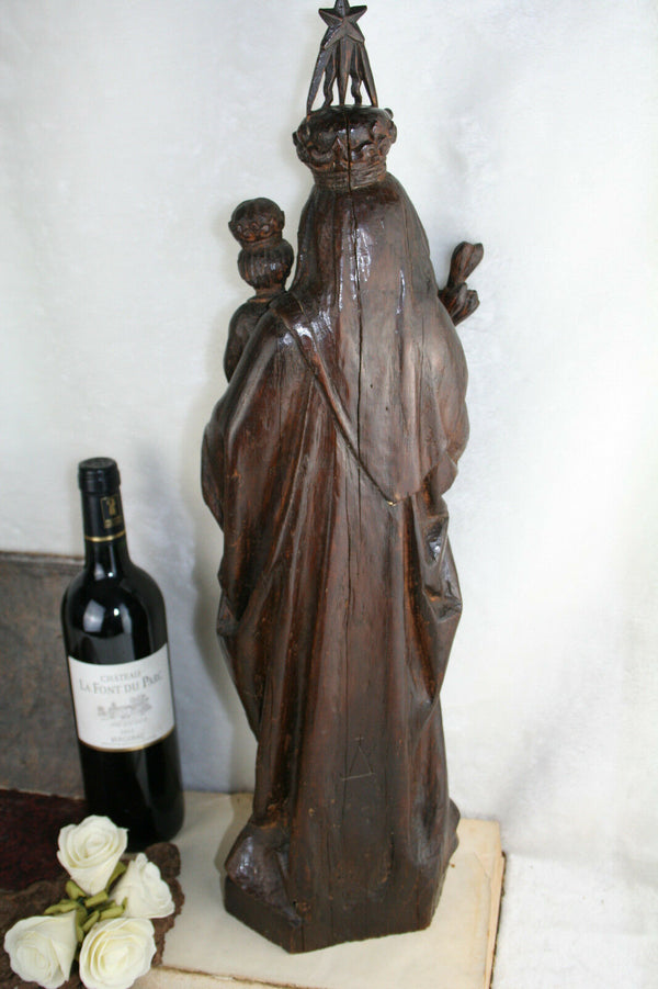 18th/19th HUGE XXL Antique French Wood oak carved MAdonna statue church
