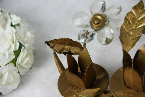 Hollywood regency French maison bagues Glass centerpiece candle holders 1960