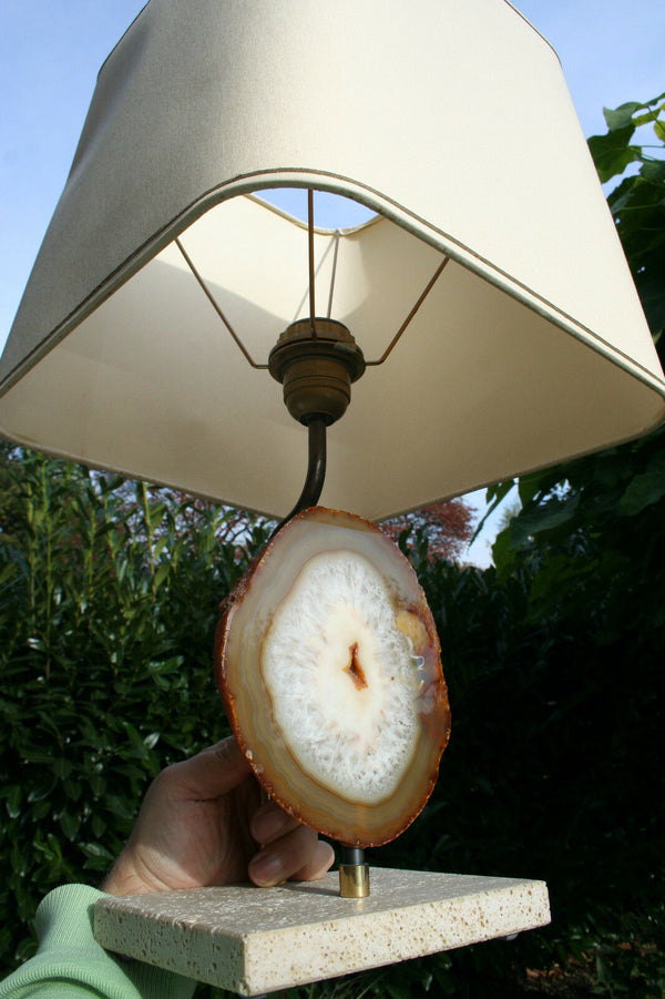 Modernist AGATE travertine Table lamp attr. Willy Daro mid-century 1970