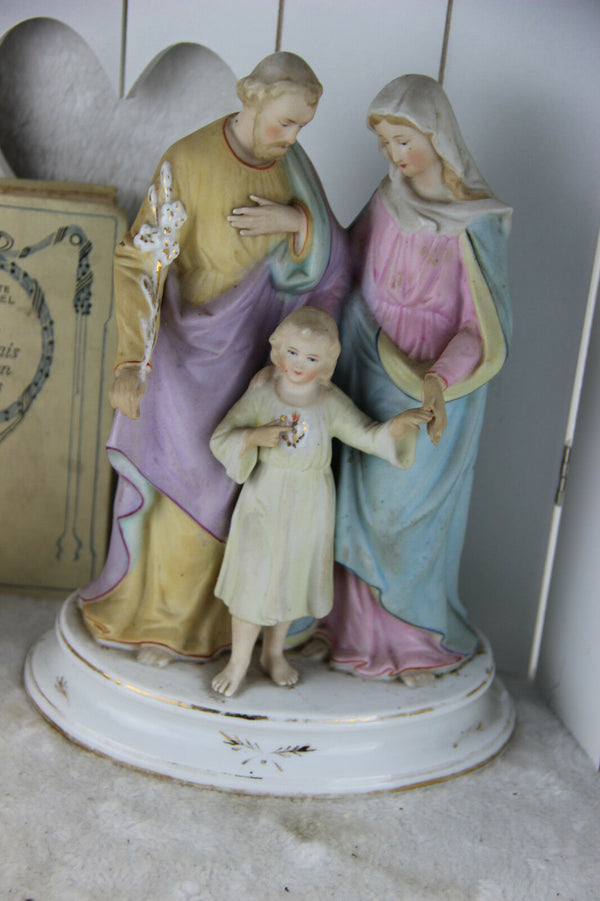 Antique vieux andenne bisque porcelain saint family holy group mary Joseph jesus