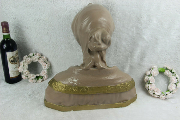 Antique art deco 1920 Chalkware  portrait LAdy buste  BEATRICE