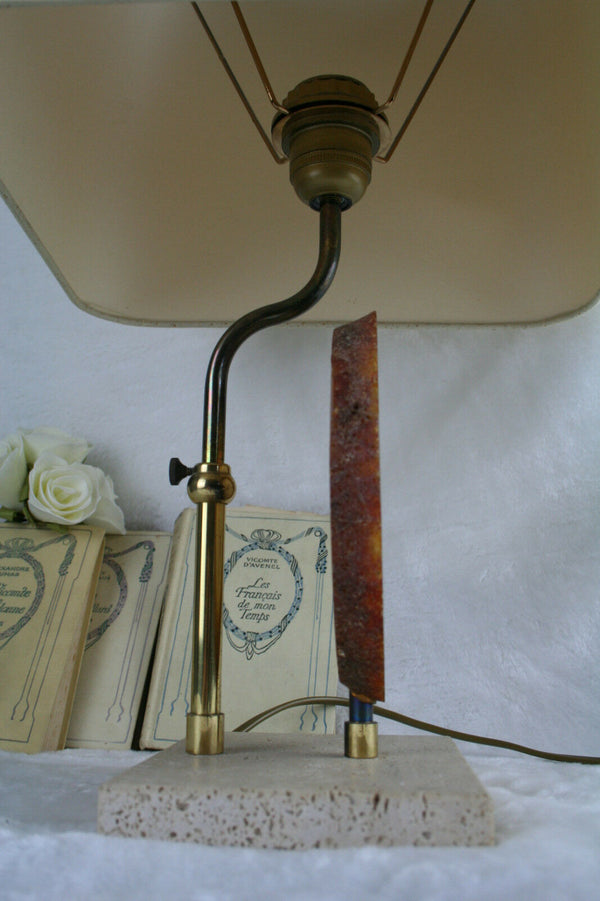 Modernist AGATE travertine Table lamp attr. Willy Daro mid-century 1970