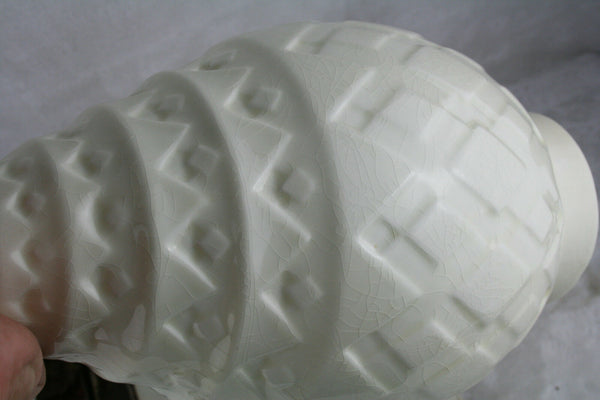 Charles CATTEAU Art Deco Crackle Glaze Ceramic Vase 1930 marked form 1118