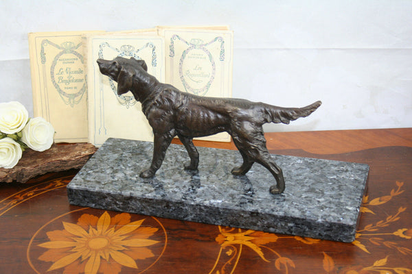 ART deco 1930 French Bronze Dog german sheperd marble base