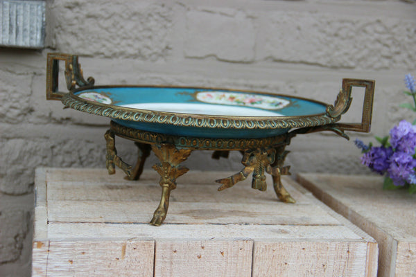 Gorgeous antique French SEVRES porcelain marked centerpiece bowl louis XVI frame