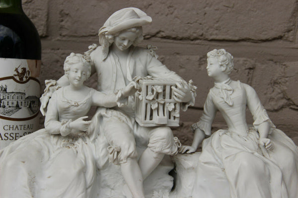 XL German porcelain bisque figurine Group pigeon Romantic victorian