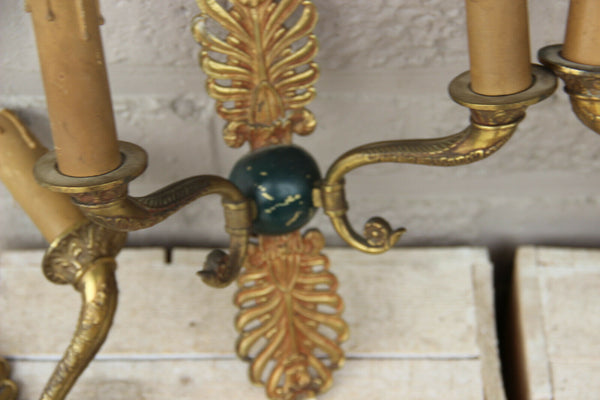 Set Antique 4 Empire bronze wall lights sconces