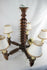 French art deco Wood carved 5 arms chandelier barley twist geometric design rare
