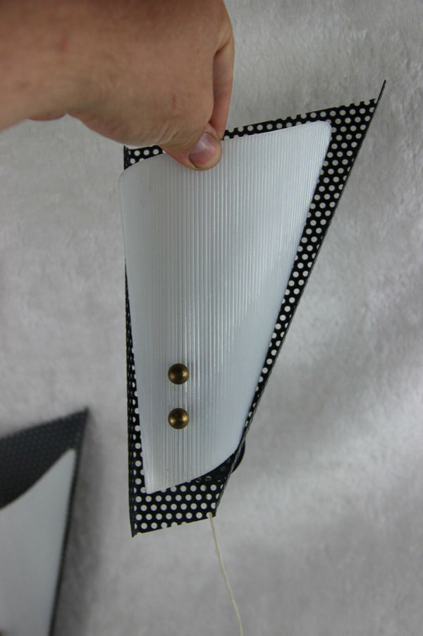 PAIR Vintage Metal perforated attr. MATEGOT Wall lights sconces