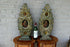 Rare PAIR church antique 18thc wood carved religious plaques panel 3 paintings