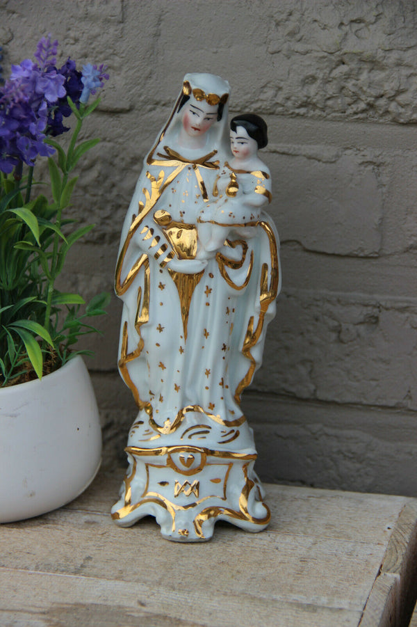 Antique vieux paris porcelain madonna figurine religious
