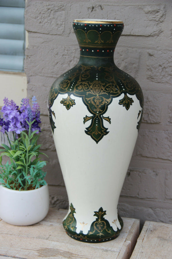 Antique ART DECO BOCH BFK marked ceramic Vase Enamel decor