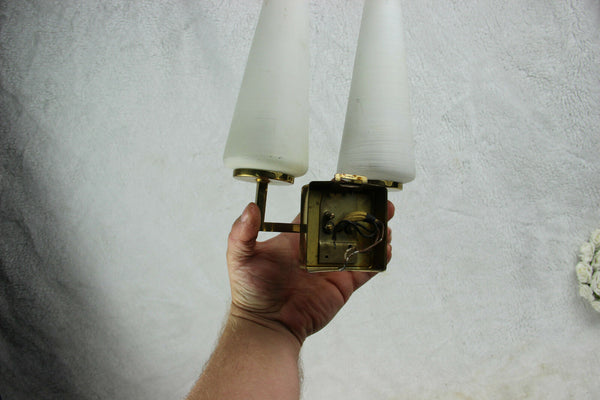 Vintage 1970 teak metal retro wall lights sconces scandinavian