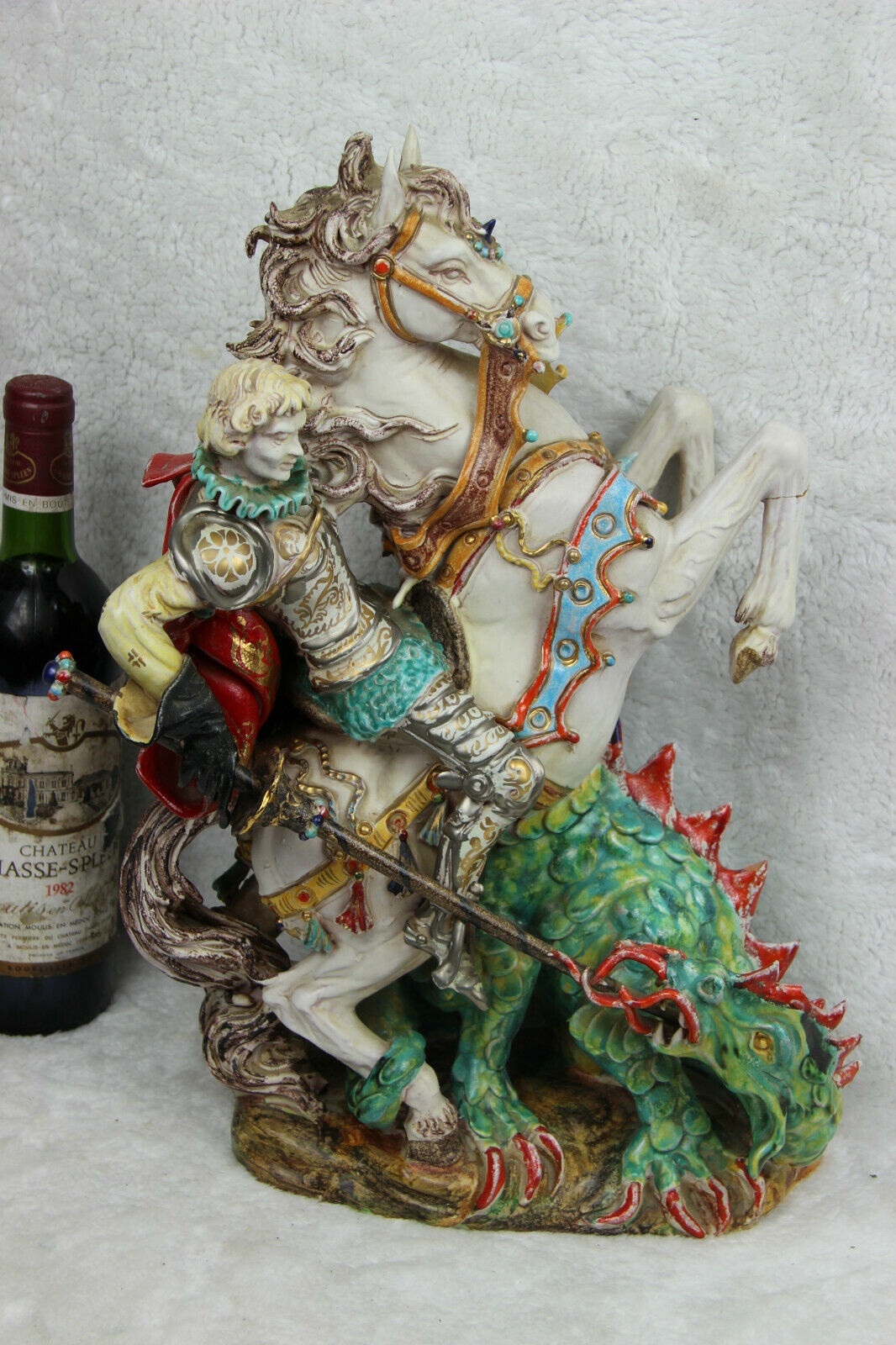 XL PATTARINO school Terracota sculpture statue religious Saint George dragon