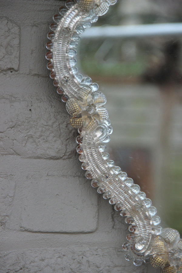 italian murano art glass floral Wall Mirror 1970