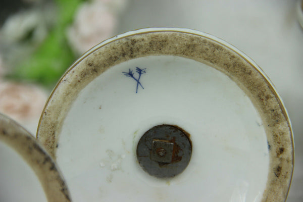 German porcelain marked Mantel set Candlesticks centerpiece bowl lidded