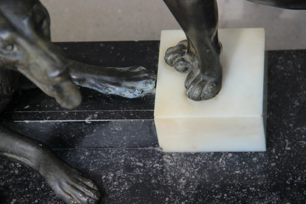 Huge XXL ART DECO 1930 German Sheperd Dog marble spelter bronze Statue sculpture