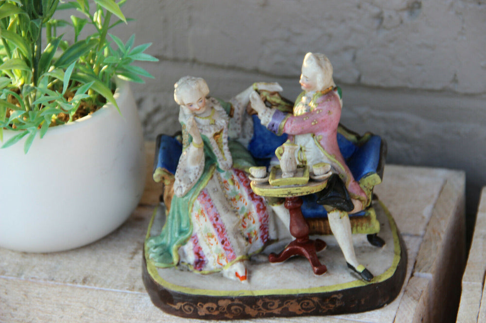 Antique german porcelain romantic victorian group statue figurines