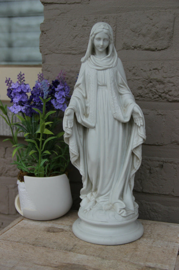 Antique  French Religious porcelain bisque madonna figurine statue snake