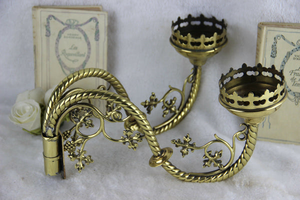 NEO gothic Metal gold gilt Church religious wall candle holder