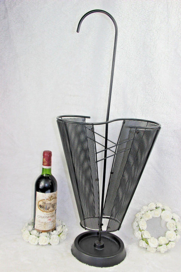 Mid century French mathieu mategot perforated metal black umbrella holder stand