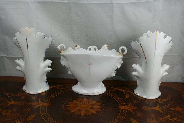 Antique SET VIEUX PARIS porcelain vases Set French Floral decor 1900