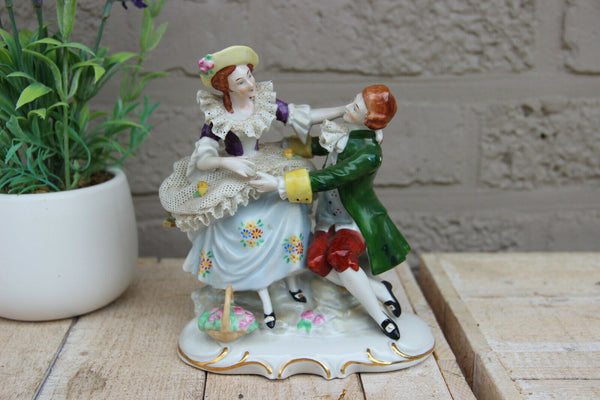 German porcelain lace group figurine romantic marked carl scheidig grafenthal