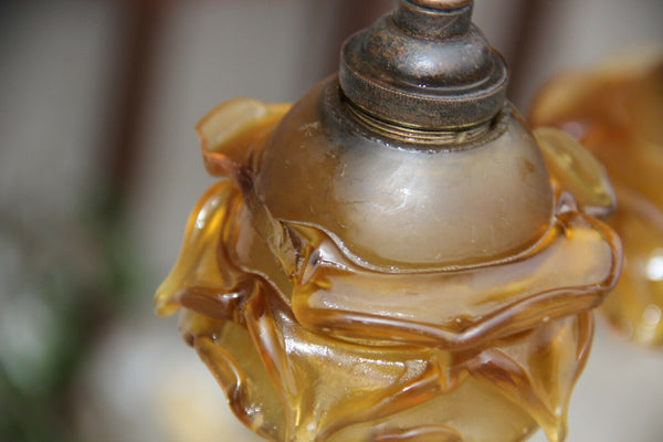 Superb antique parisian bronze putti angel pendant lantern chandelier