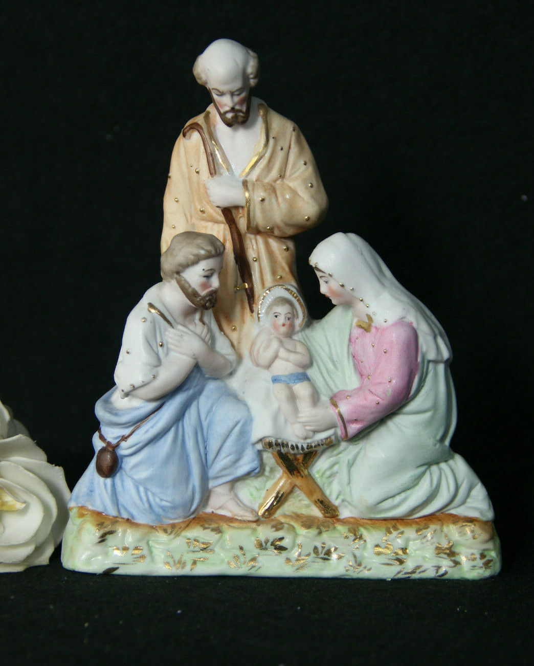 Antique German porcelain nativity holy family Jesus religious statue group