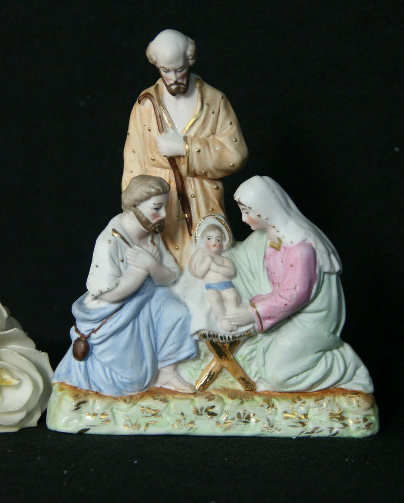 Antique German porcelain nativity holy family Jesus religious statue group