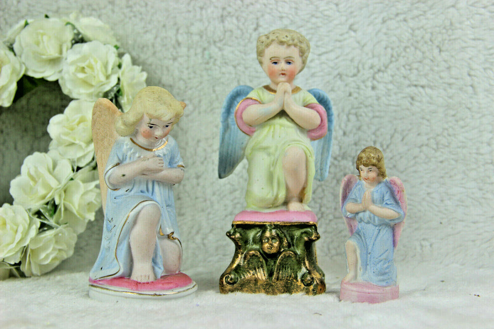 Set of 3 religious angels figurines porcelain 1950s
