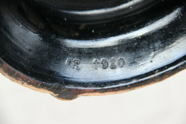 Antique PAIR French Terracotta Warrior knights lion heads statue figurines 1900