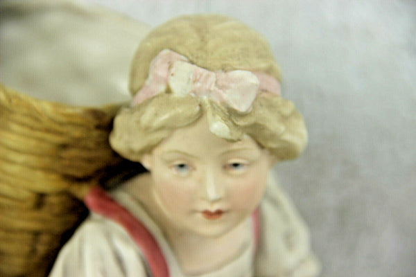 Royal DUX Czech marked porcelain figurine girl basket vase planter