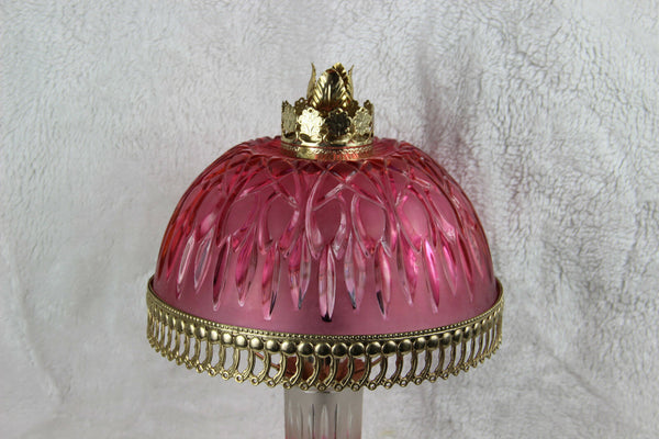 Bohemian Crystal glass Cut Table desk lamp 1950