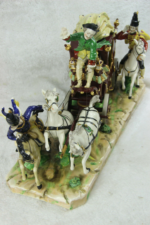 XL German potschappel DRESDEN porcelain mark large Coach carriage princess group