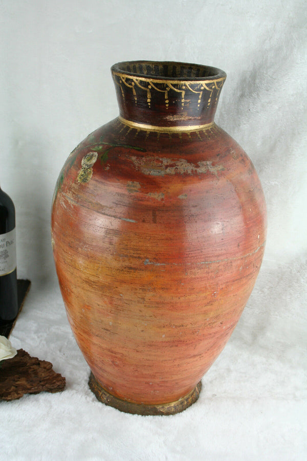 Rare Exclusive Terra cotta Hand painted victorian French Vase 1850