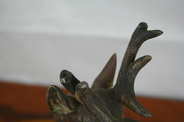 ART DECO French 1930 Deer hunt spelter bronze patina marble base