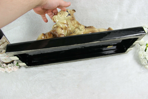 French faience porcelain ART DECO puppy dog group sculpture statue