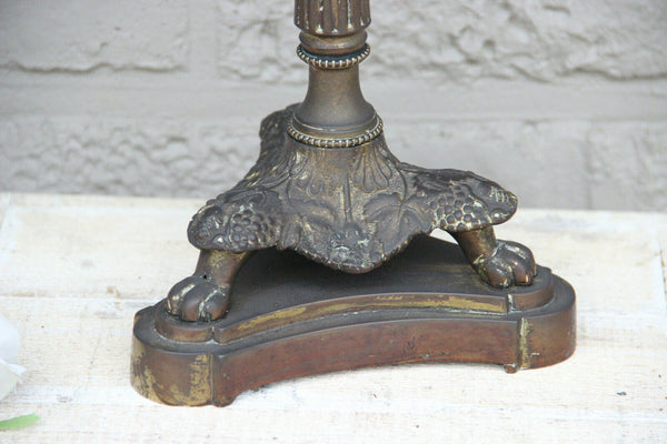 Gorgeous French pair bronze candle holders empire swan arms lion paws
