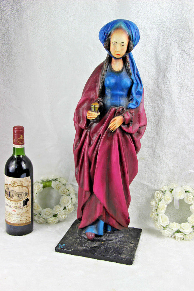 XL Saint Mary Magdalene religious chalkware handpaint statue sculpture signed