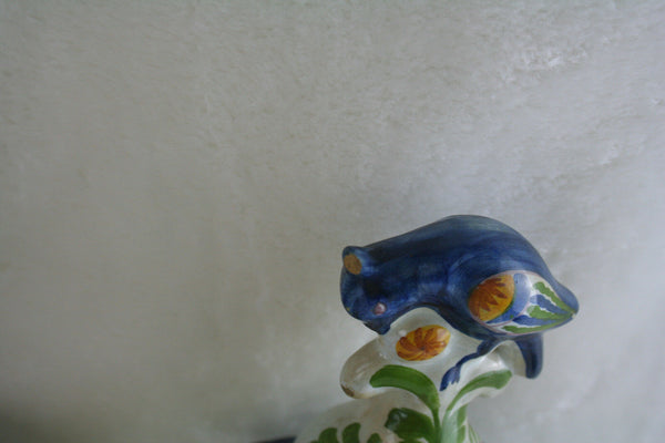 Antique 19thc  Set Delft pottery  Holland Polychrome Bird Vases set marked