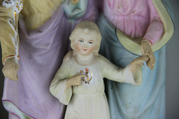 Antique vieux andenne bisque porcelain saint family holy group mary Joseph jesus