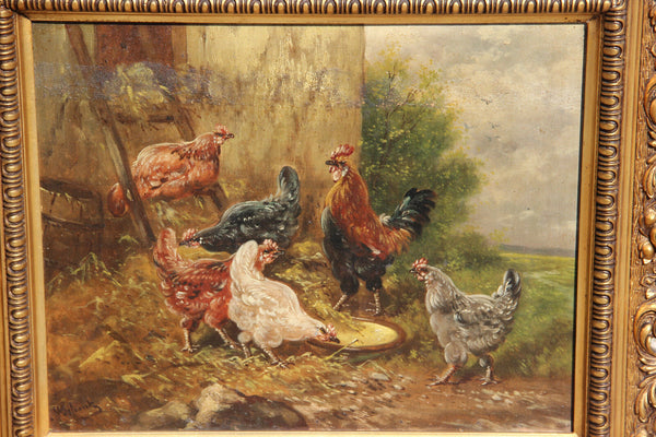 Top listed Henry Schouten oil canvas chicken rooster animal painting framed